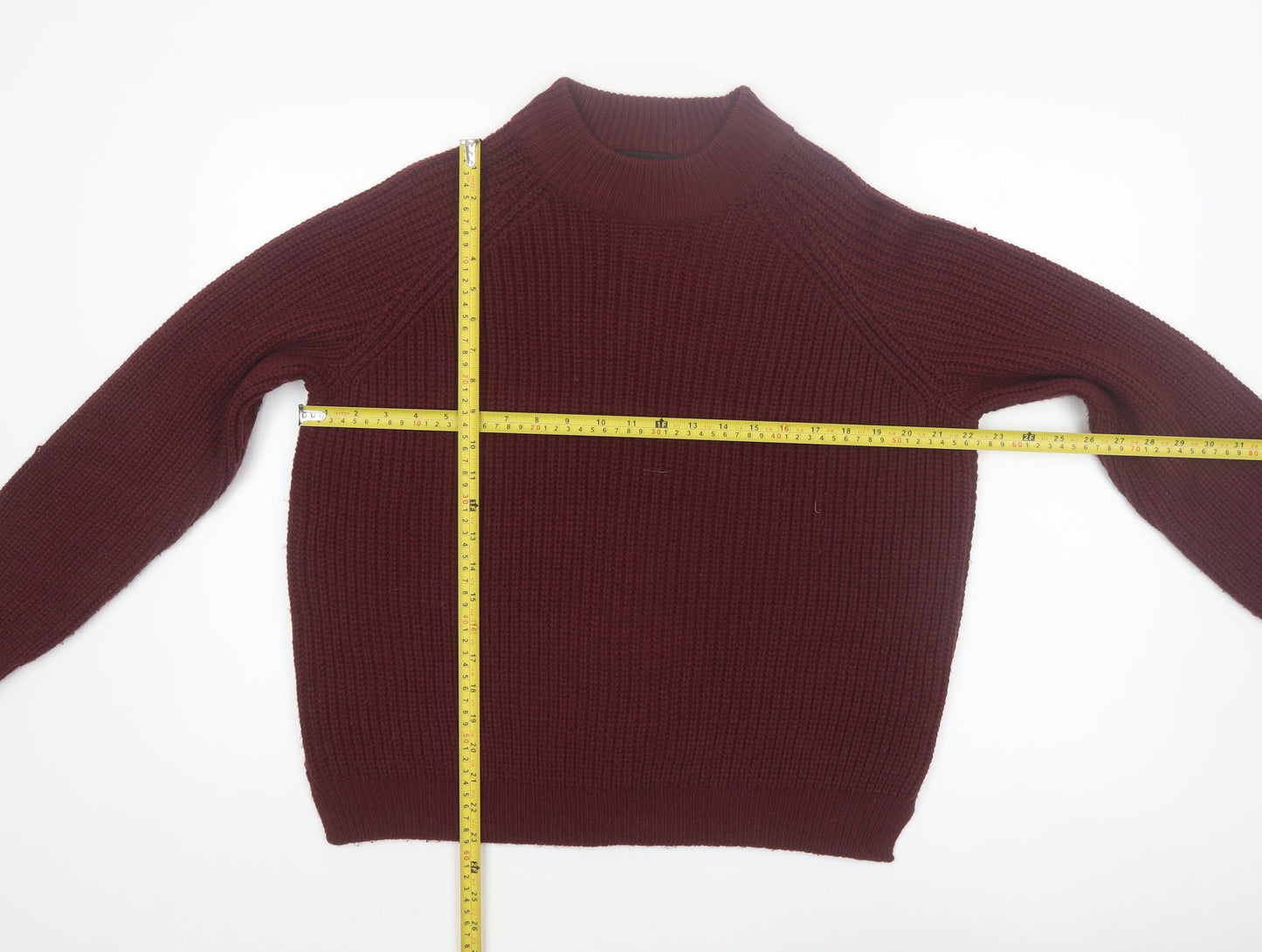 Vero Moda Womens Red Chunky Knit Mock Neck Jumper Size M