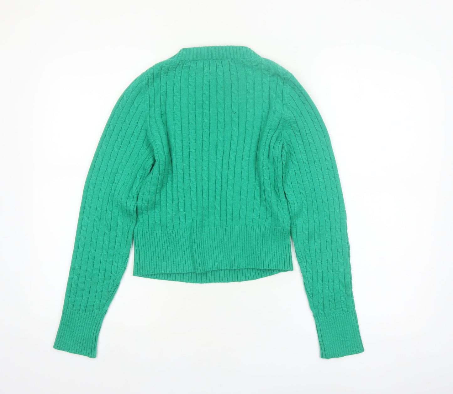 Jessica Simpson Women’s Green Cable-Knit Pullover Jumper Size S