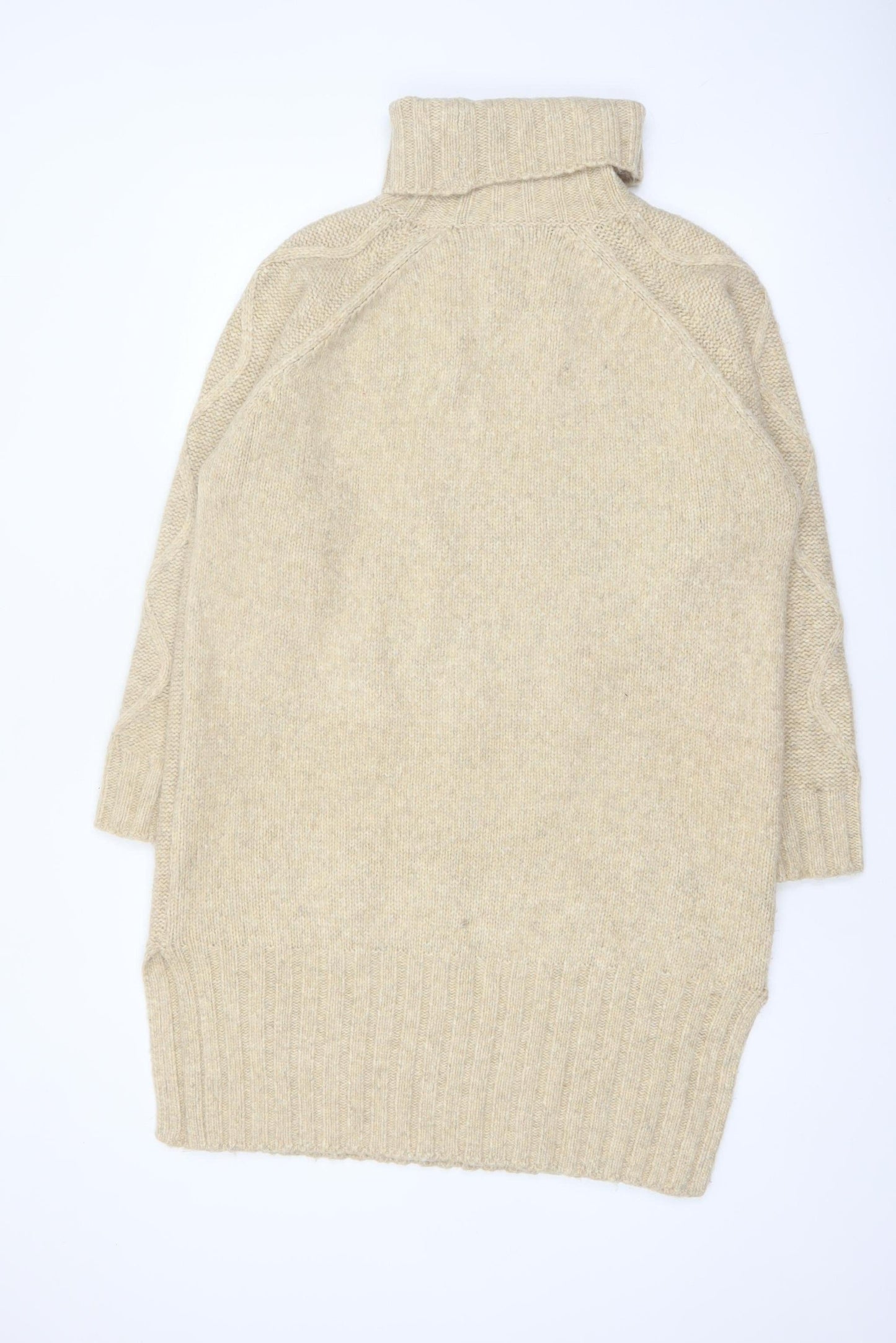 Tu Woman Beige Cable-Knit Roll Neck Jumper Size 16