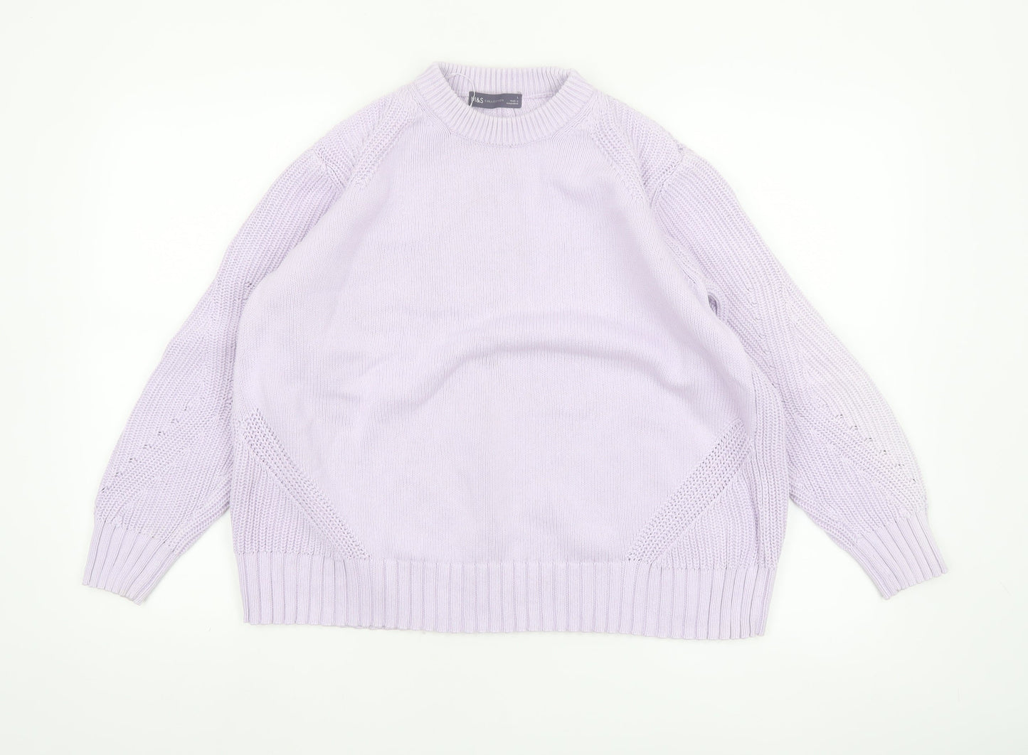 Marks and Spencer Women Lavender Cotton Knit Jumper L