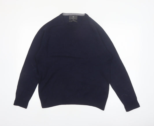 Marks and Spencer Men's Blue Wool Regular Fit Jumper M