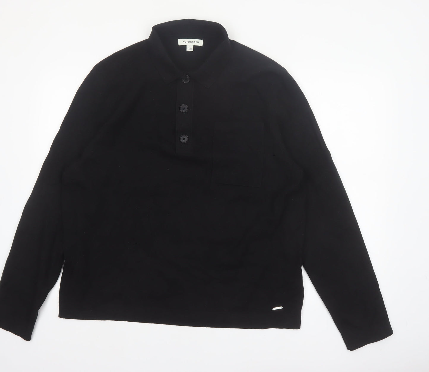 Marks and Spencer Autograph Men’s 2XL Black Henley Jumper