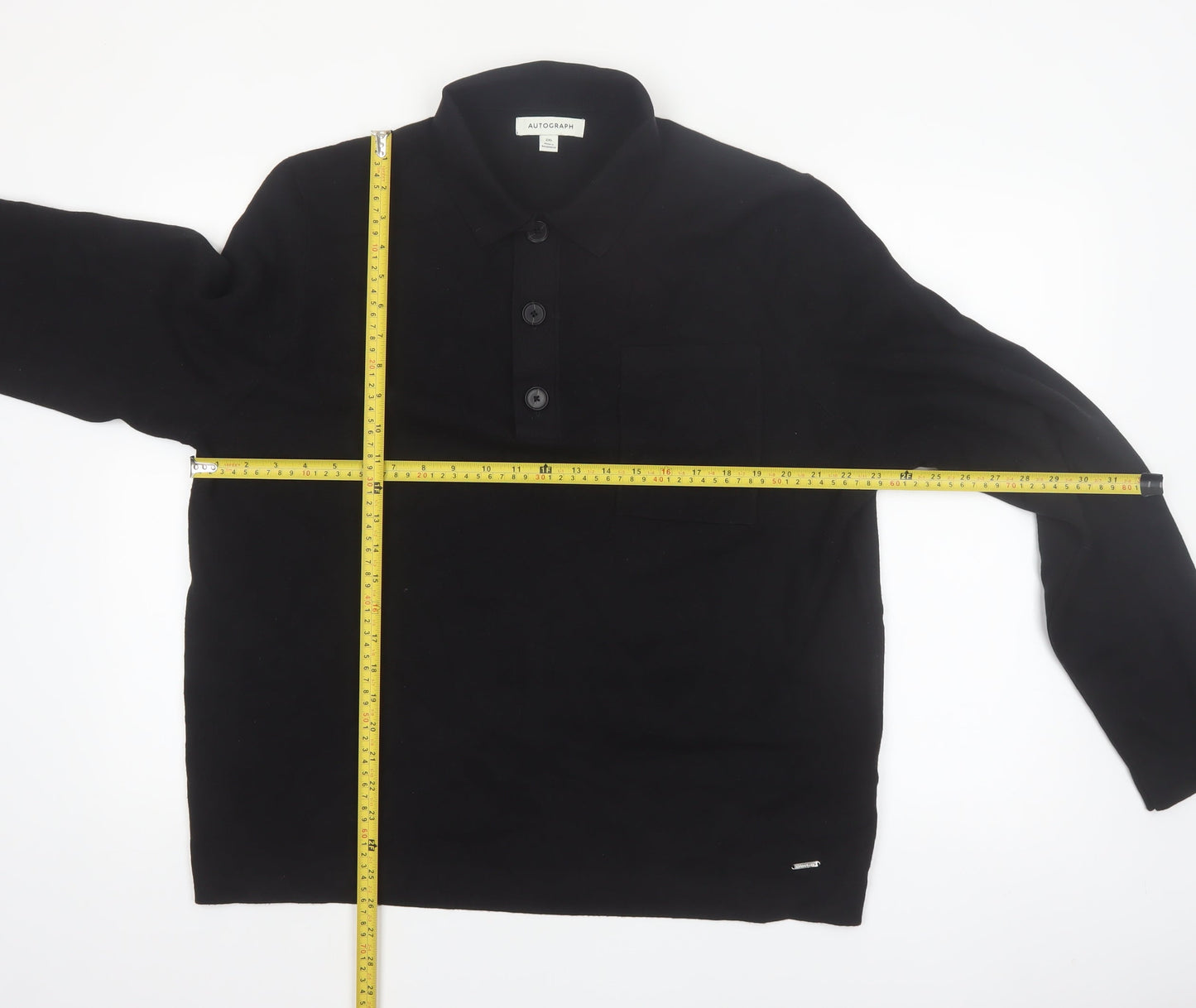 Marks and Spencer Autograph Men’s 2XL Black Henley Jumper