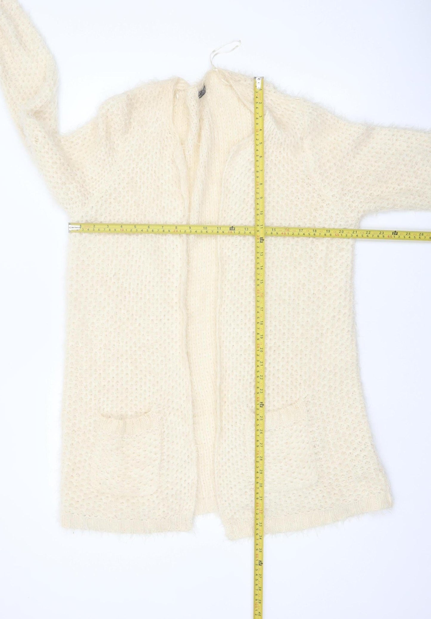 F&F Women’s Ivory Long Sleeve Chunky Knit Cardigan Size 14