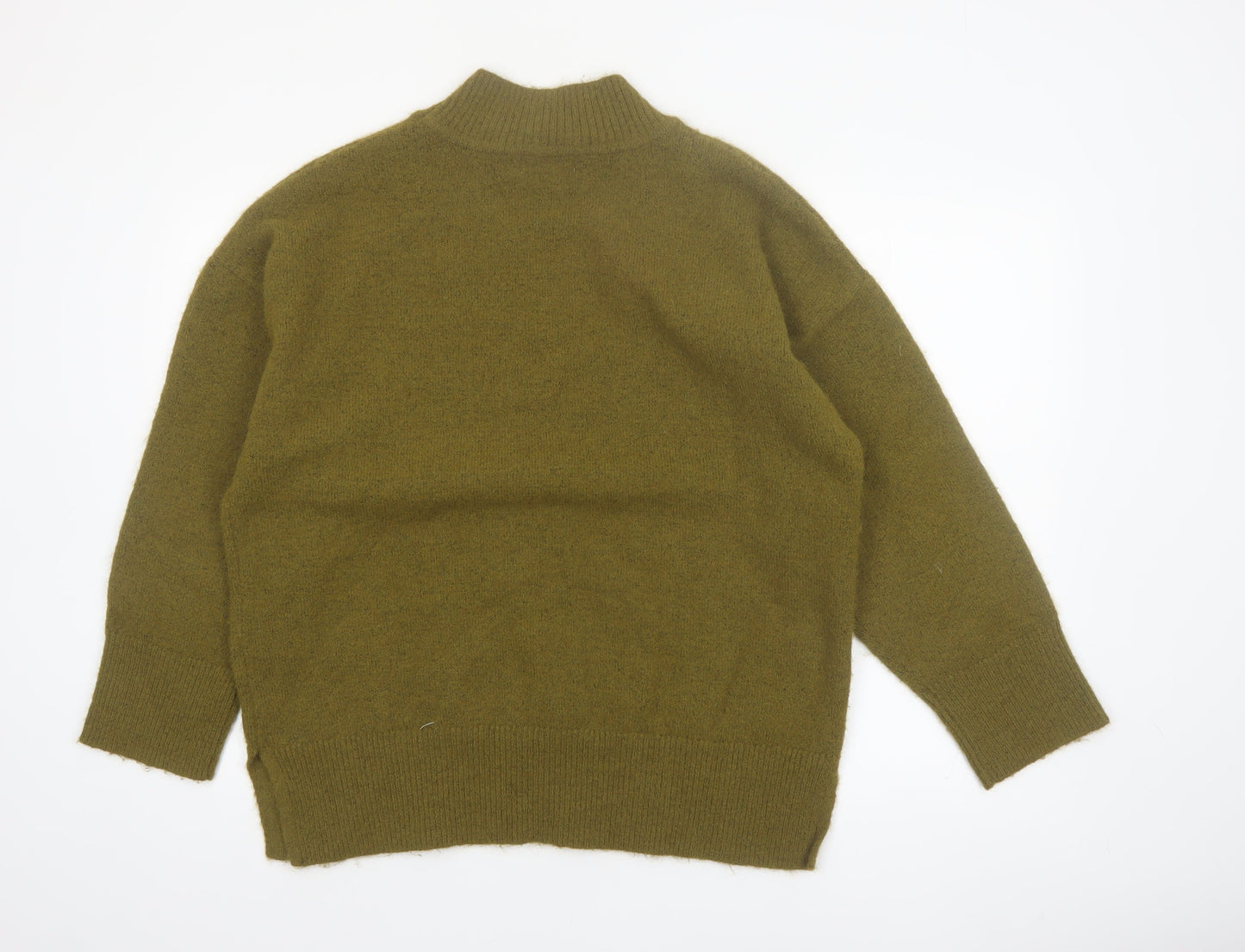 Marks and Spencer Women’s Green Mock Neck Wool Blend Pullover Jumper L