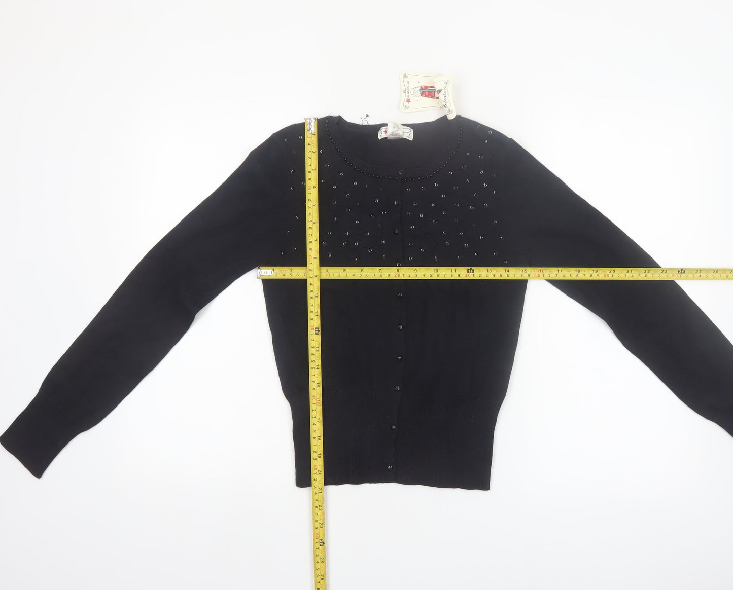 One Step Up Women's Black Beaded Cardigan Jumper Size L