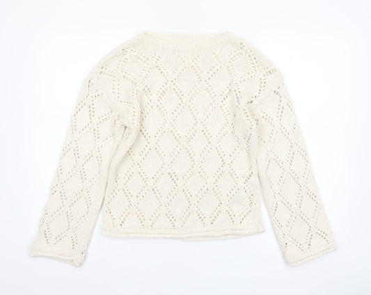Marks and Spencer Women Ivory Open-Knit Jumper Medium