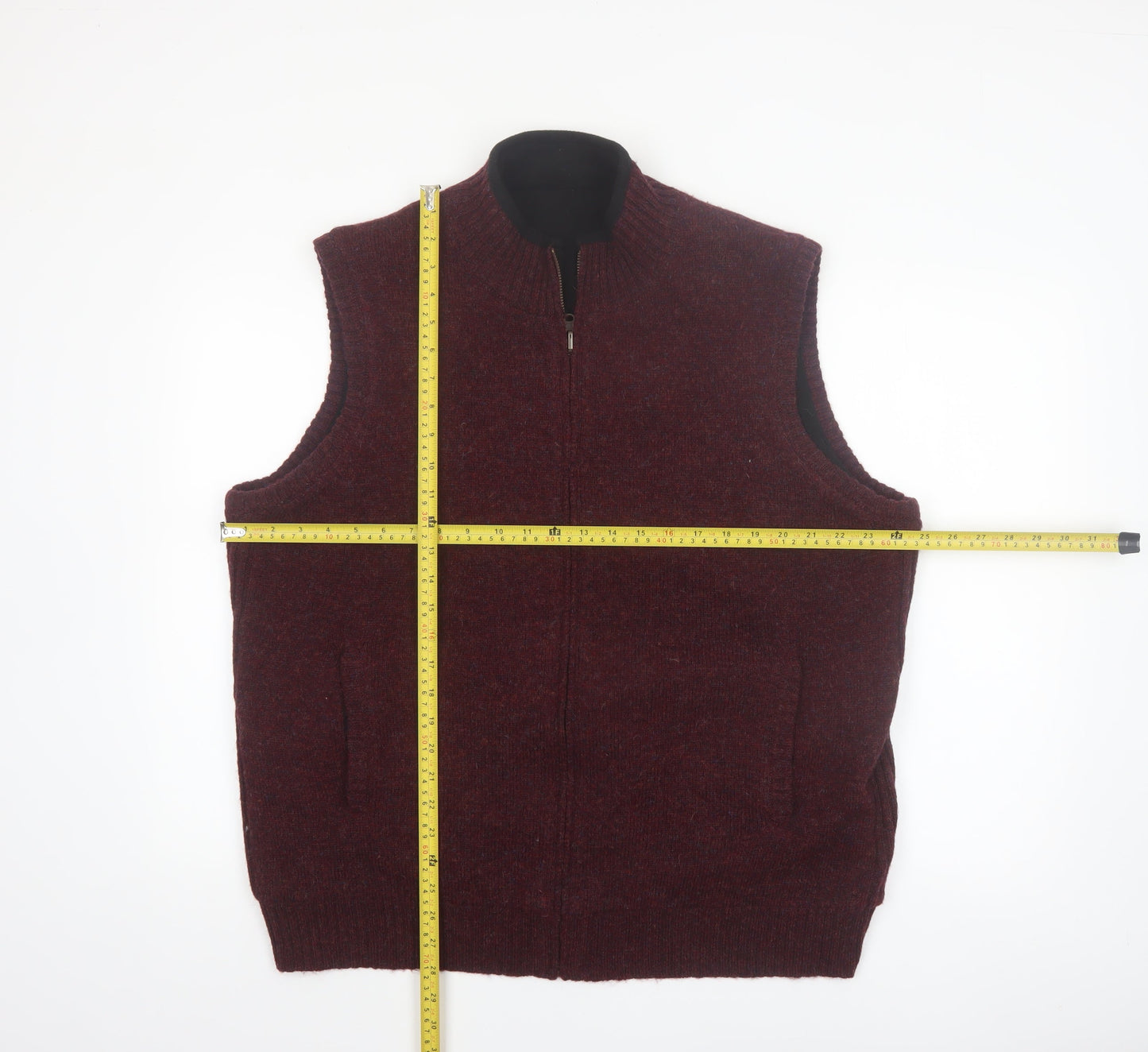 Pendleton Men's Brown Shetland Wool Full Zip Vest XL Classic Knit