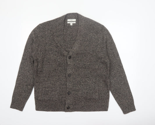 Marks and Spencer Mens Grey Lambswool Cardigan L V-Neck Knit Jumper