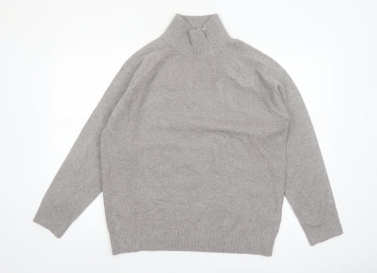 Marks and Spencer Women’s Grey High Neck Zip Pullover Jumper M