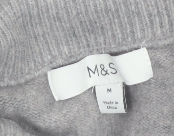 Marks and Spencer Women’s Grey High Neck Zip Pullover Jumper M