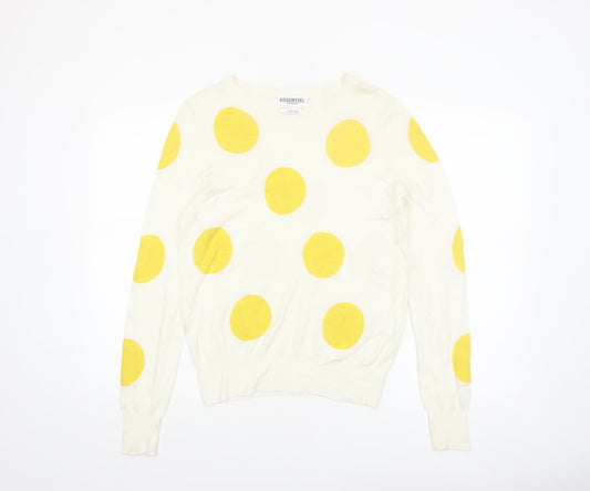 Essentiel Antwerp Women's Ivory Yellow Polka Dot Jumper M