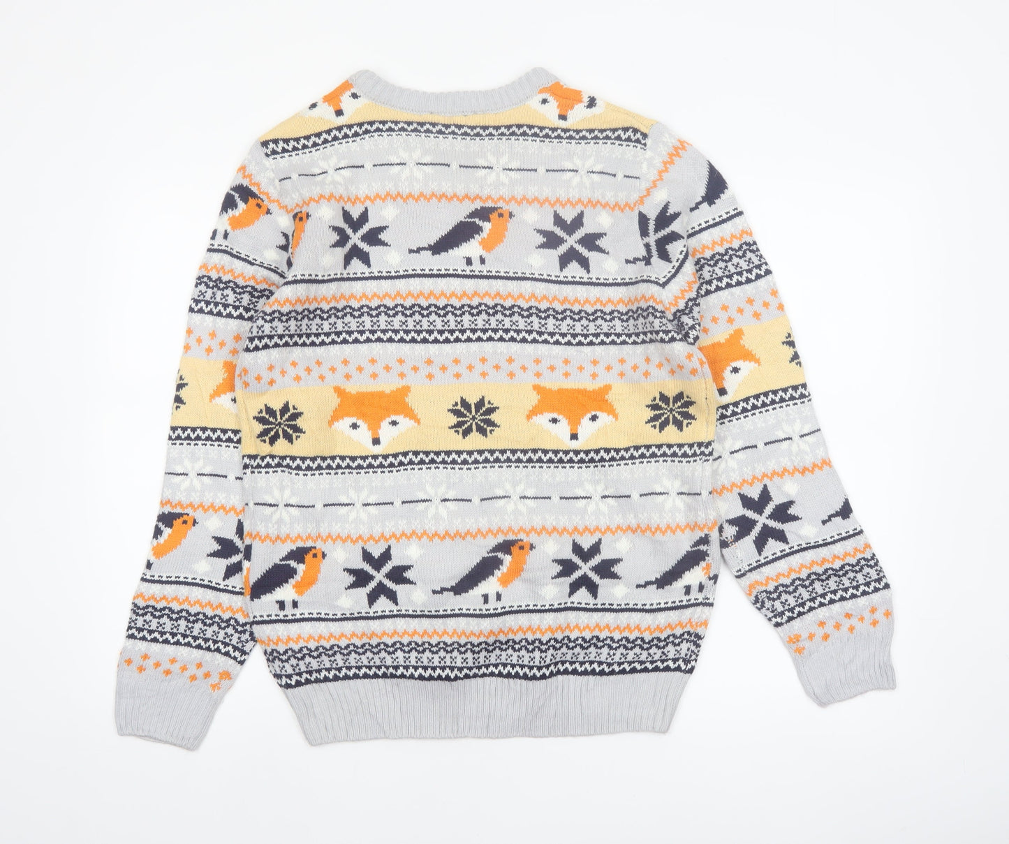 Avenue Men's Grey Fox & Robin Christmas Knit Jumper Small