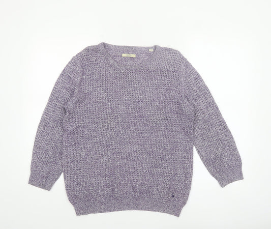 Jack Wills Womens Purple Cotton Knit Crew Neck Jumper UK 14