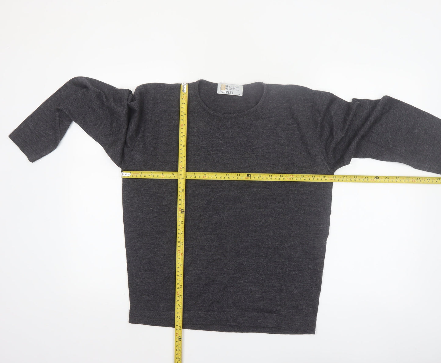 John Smedley Women's Grey Merino Wool Crew Neck Pullover Jumper M