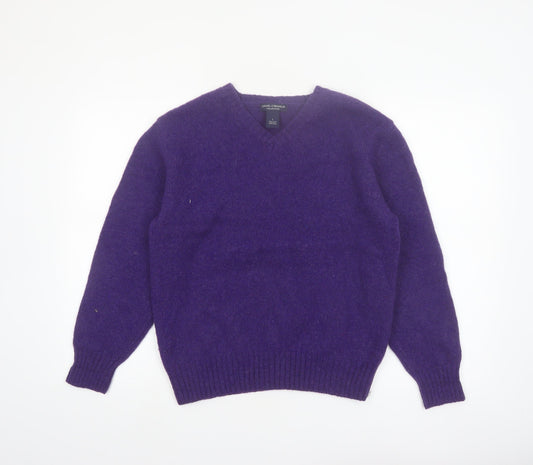 Daniel Cremieux Women's Purple Wool V-Neck Jumper Size L