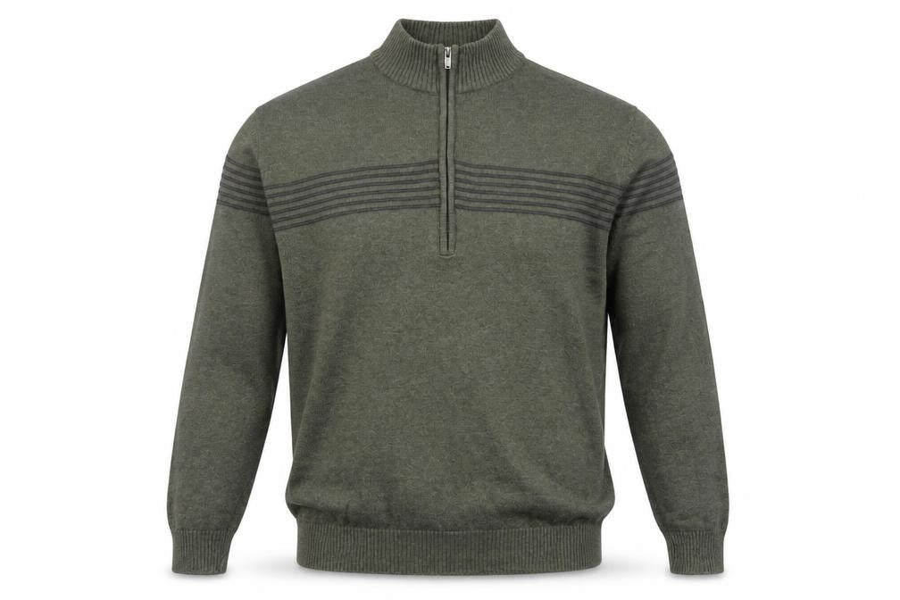 Redhead Men's Green XL 1/4 Zip High Neck Cotton Jumper