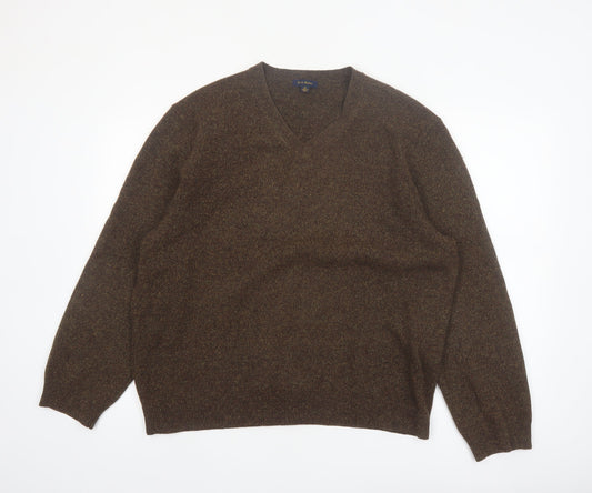 Club Room Men's Brown Lambswool V-Neck Jumper XL