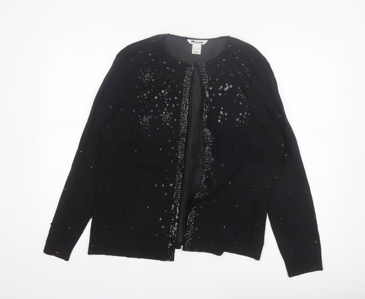 Nygard Collection Women's Black Beaded Cardigan L Silk Blend
