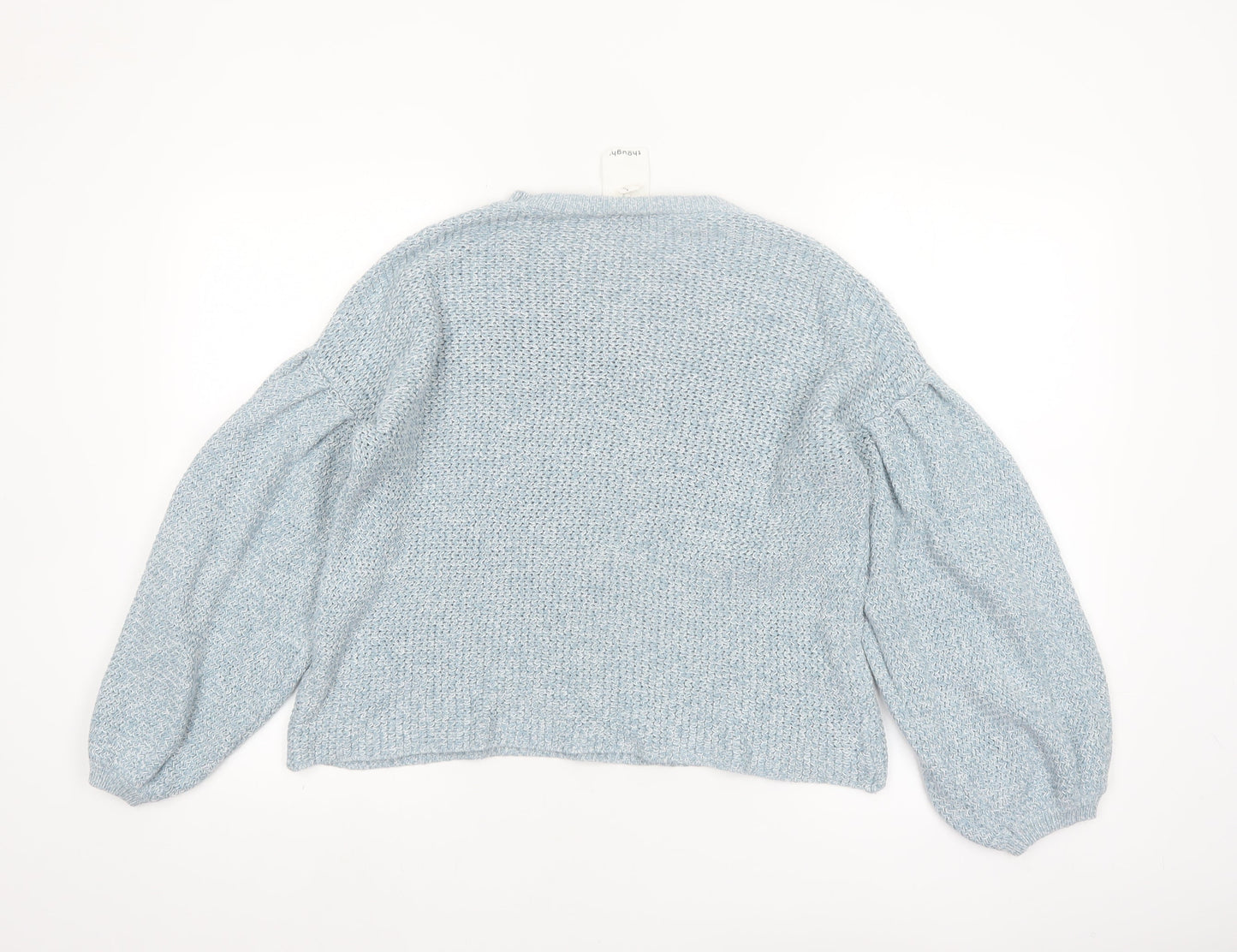 Thought Women Blue Cotton Knit Balloon Sleeve Jumper Size 10