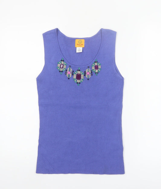 Ruby Rd. Petite Purple Sleeveless Beaded Knit Tank Top L