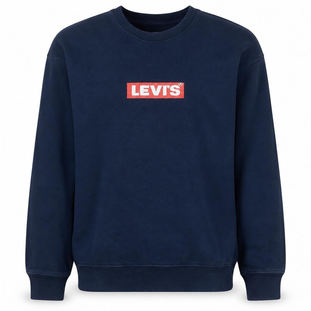 Levi's Men's Blue Relaxed Fit Crew Neck Logo Sweatshirt Size M