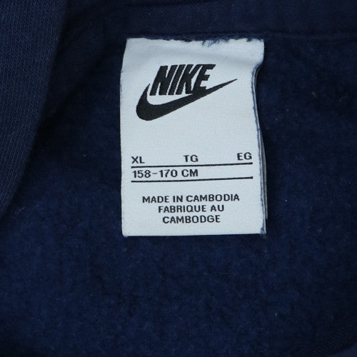 Nike Boys Blue Fleece Pullover Hoodie XL 158-170cm Logo Hooded Sweatshirt