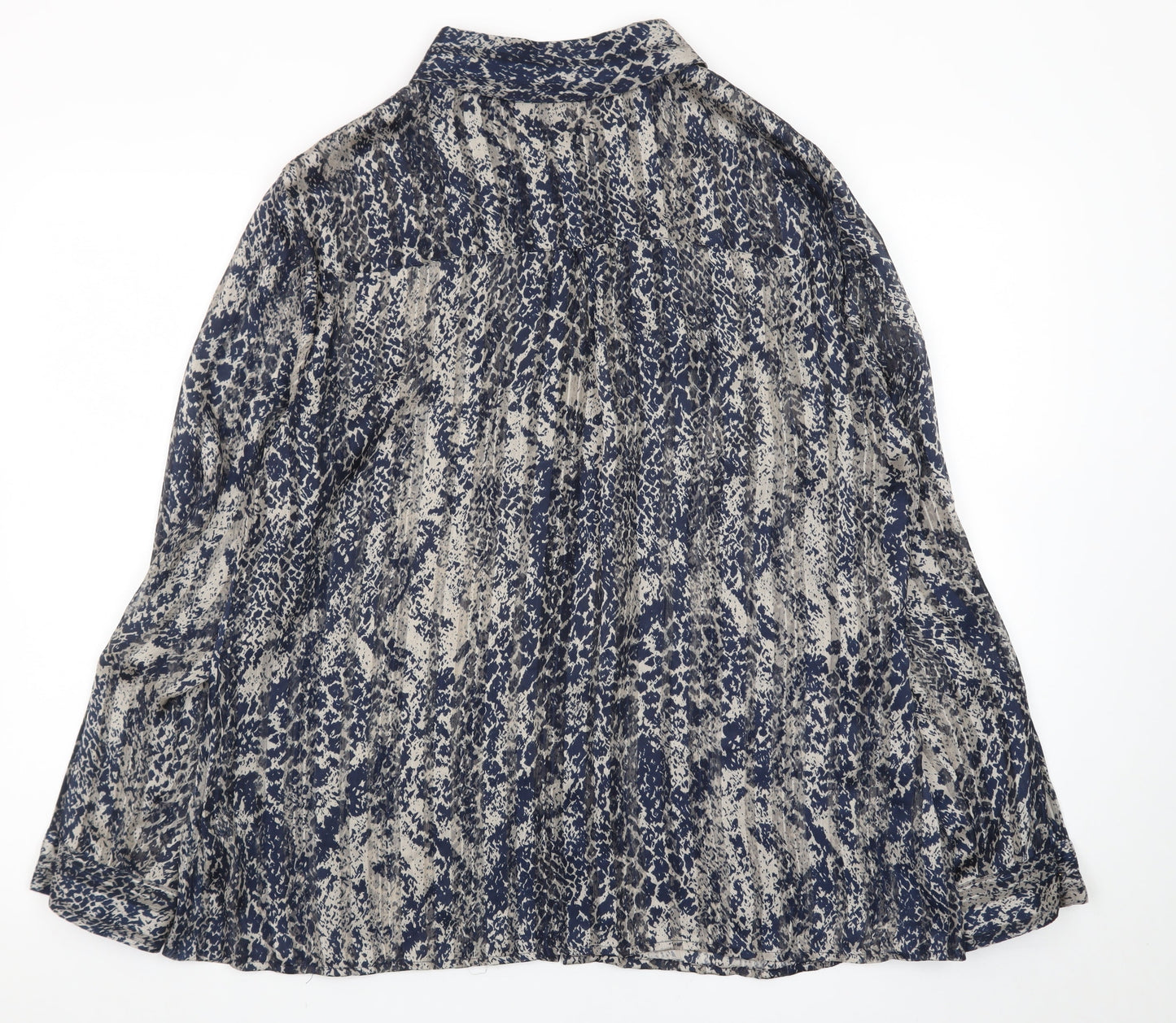 Planet Women's Blue Animal Print Long Sleeve Tunic Blouse Size 18
