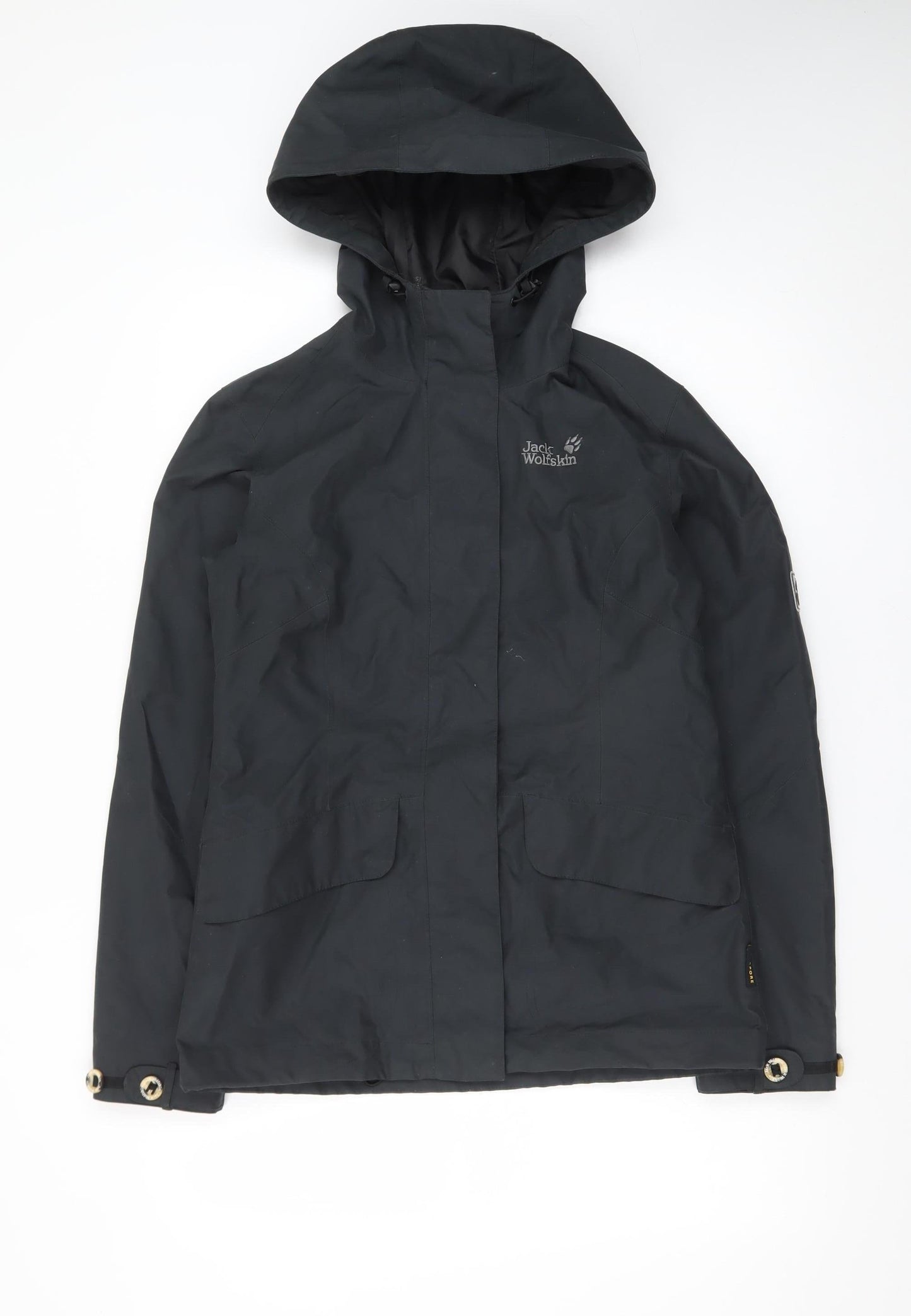 Jack Wolfskin Women’s Black Waterproof Hooded Rain Jacket Size 10