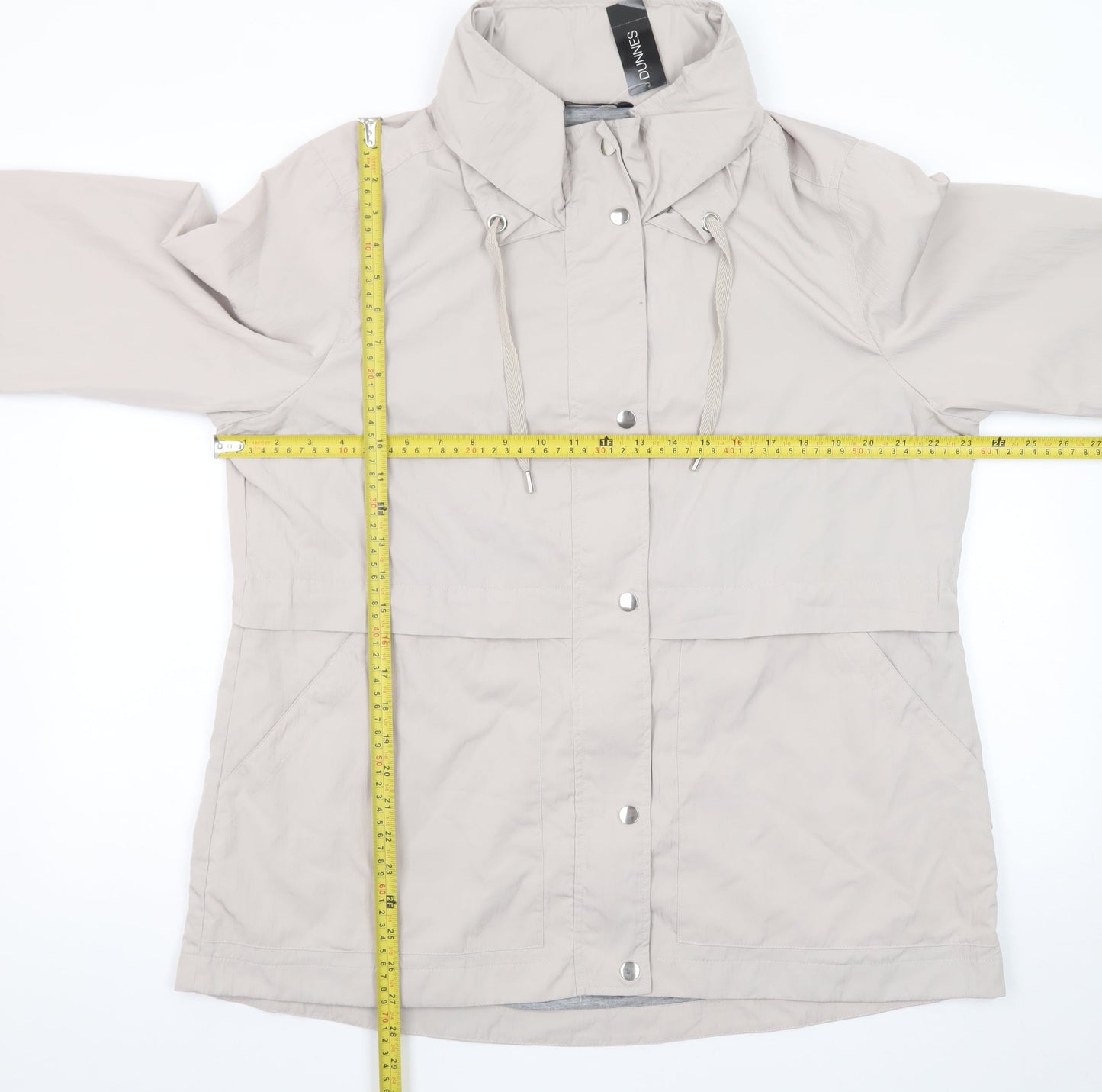 Dunnes Women’s Beige Anorak Jacket Size 16 Hooded Mid-Length