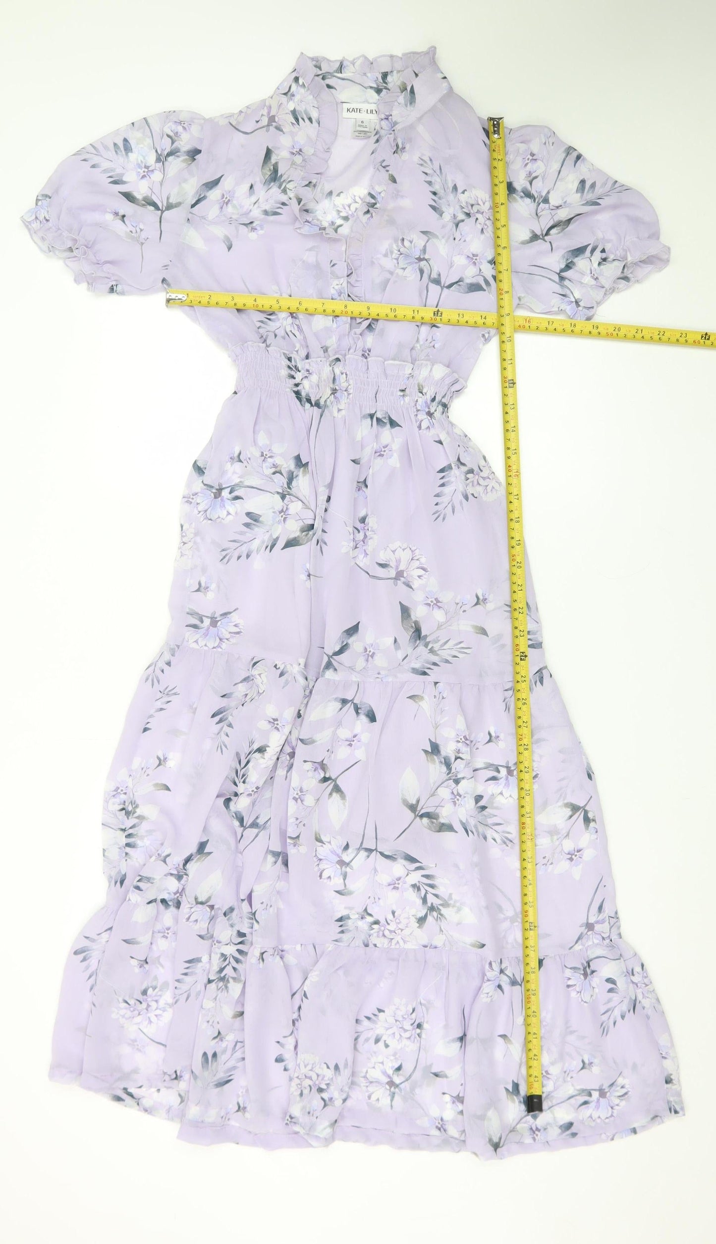 Kate-Lily Women’s Purple Floral Midi A-Line Dress Size 6