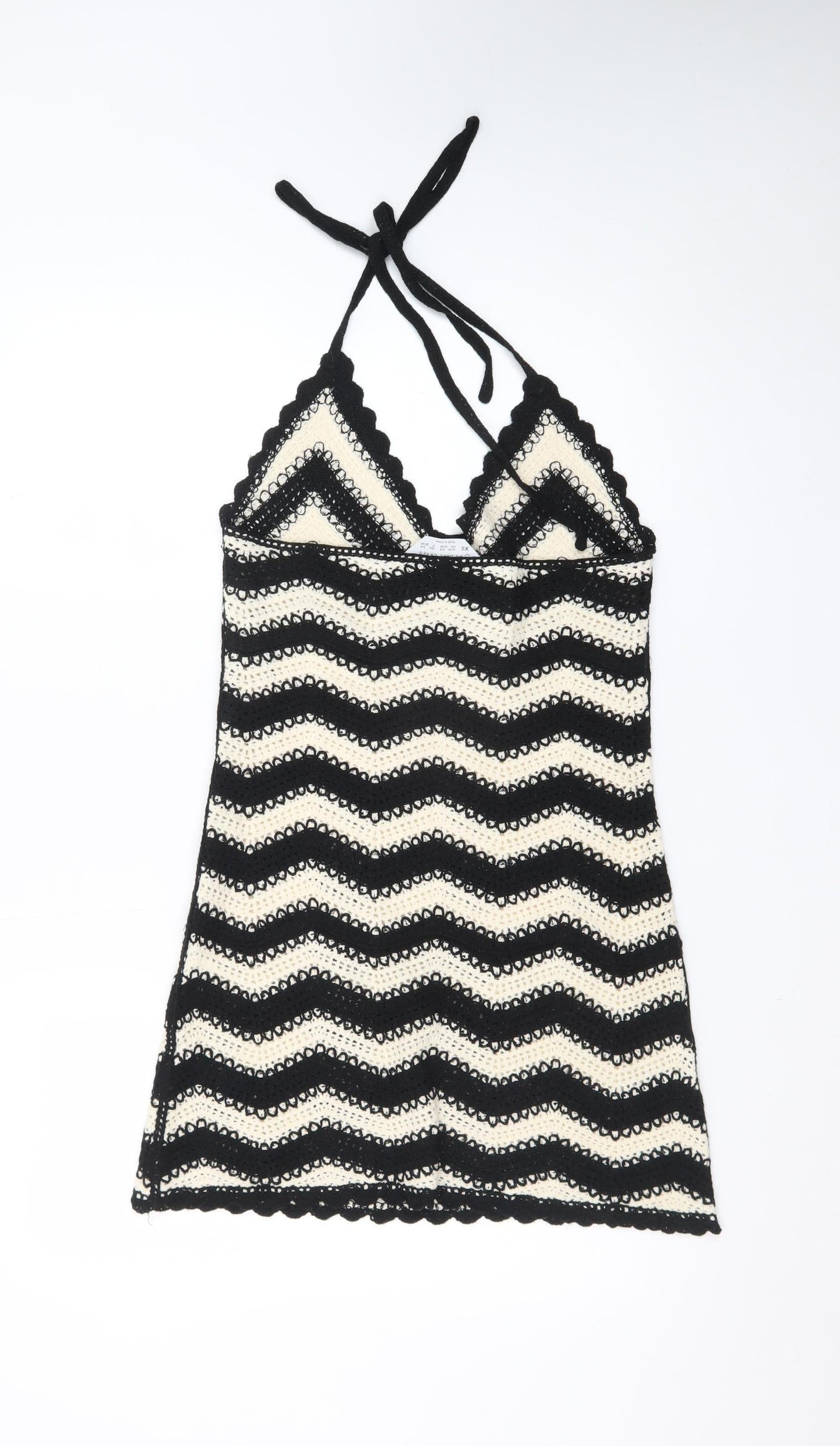 Primark Women Black Crochet Chevron Slip Dress XS