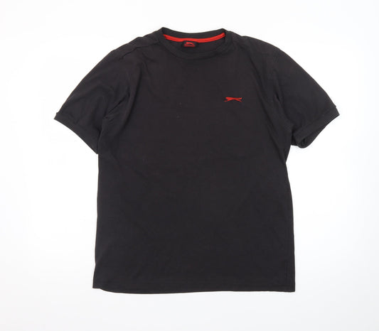 Slazenger Men’s Black Cotton Crew Neck Short Sleeve T-Shirt Size S