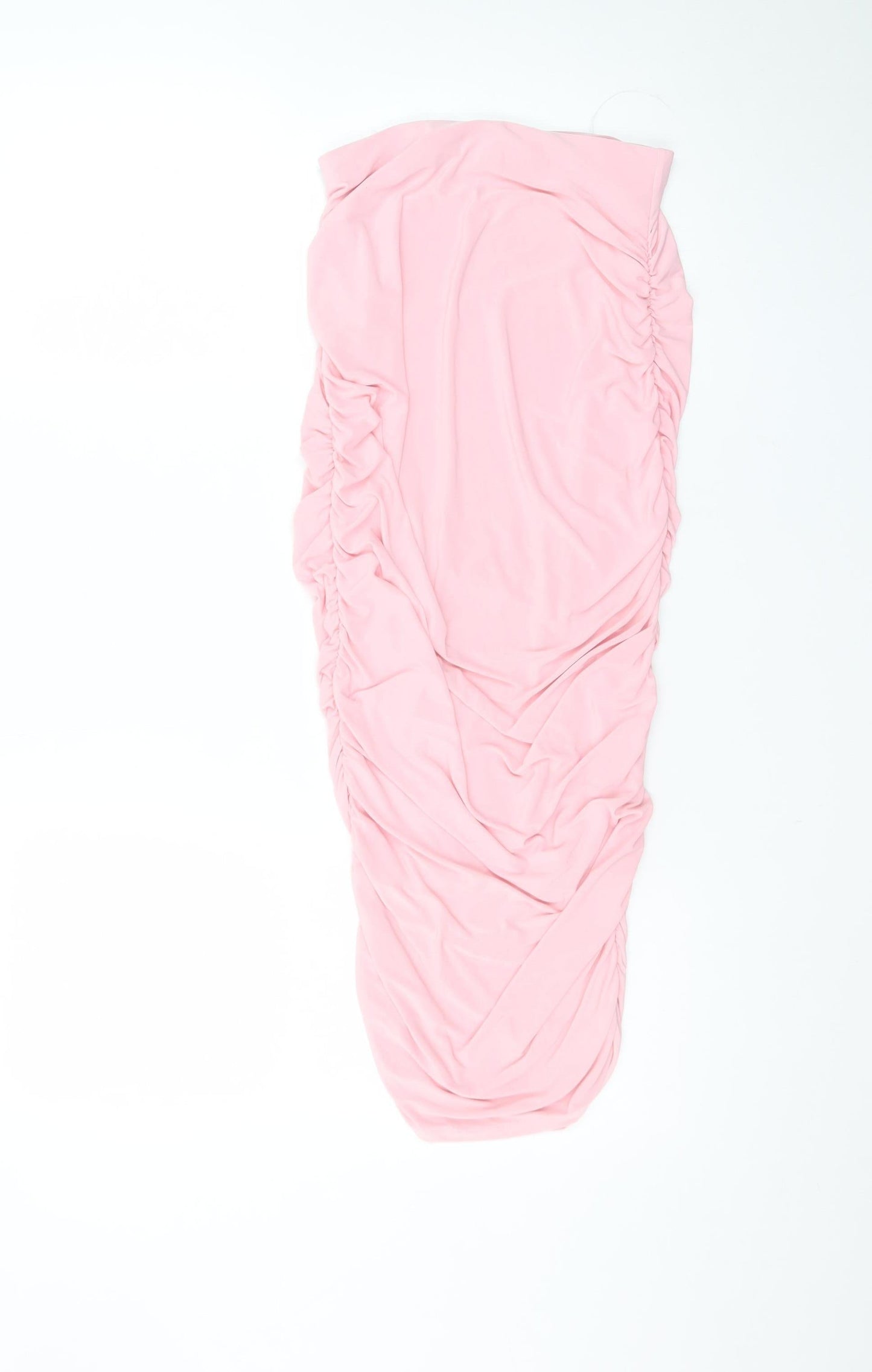 PrettyLittleThing Women Pink Size 4 Sleeveless Ruched Bodycon Midi Dress