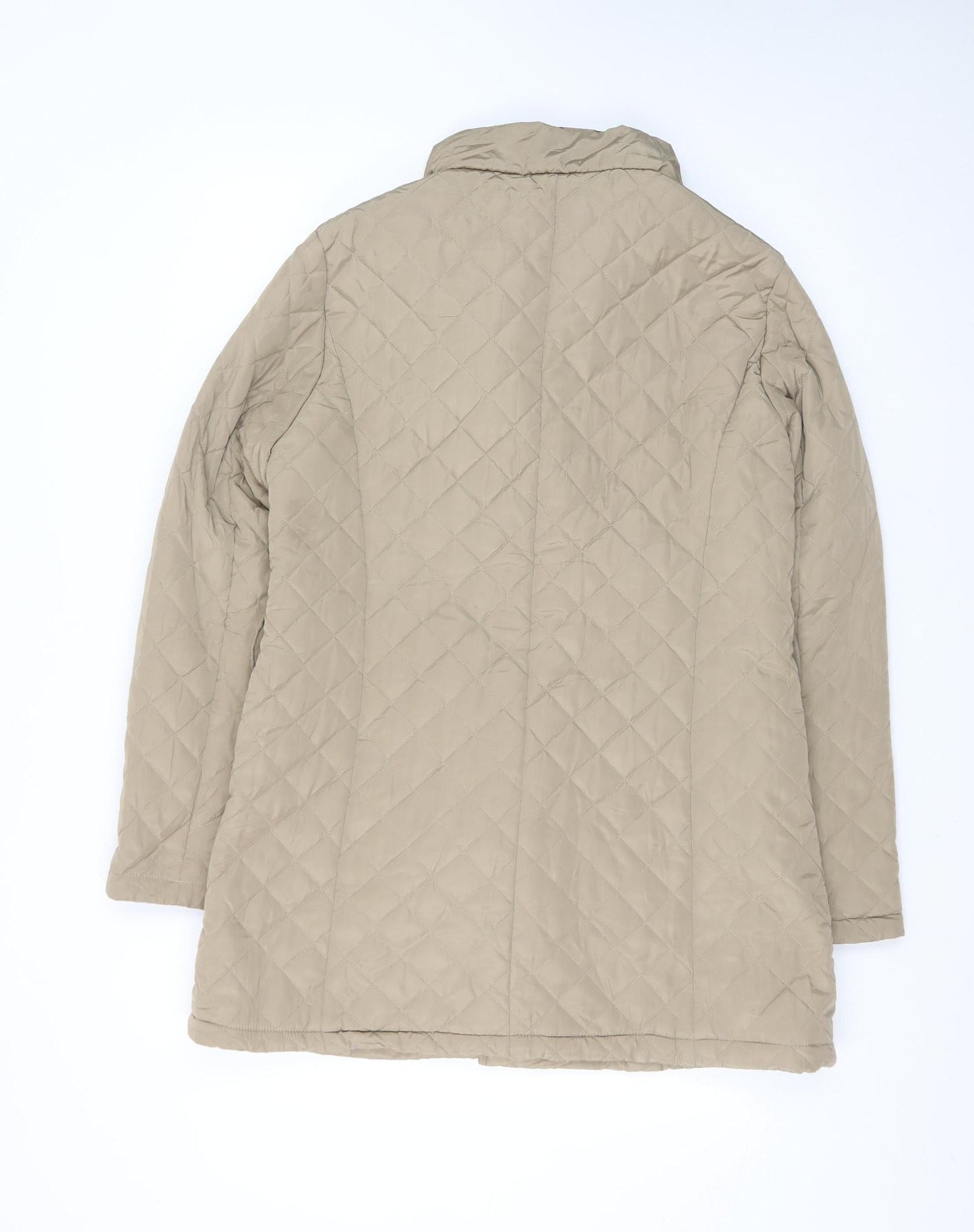 The IVVI Brand Foundation Womens Beige Quilted Mid-Length Coat Size S
