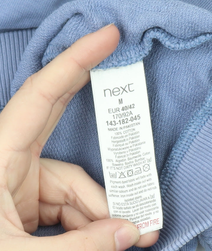 Next Women Blue Cotton Crew Neck Pullover Sweatshirt M