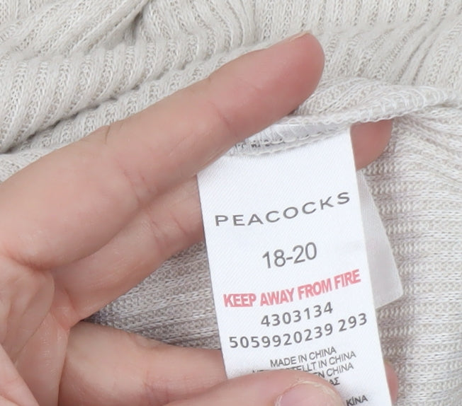 Peacocks Women's Beige Short Sleeve Knit Pullover Jumper Size 18-20
