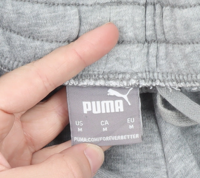 Puma Men's Grey Sweat Shorts Medium Elastic Waist Casual