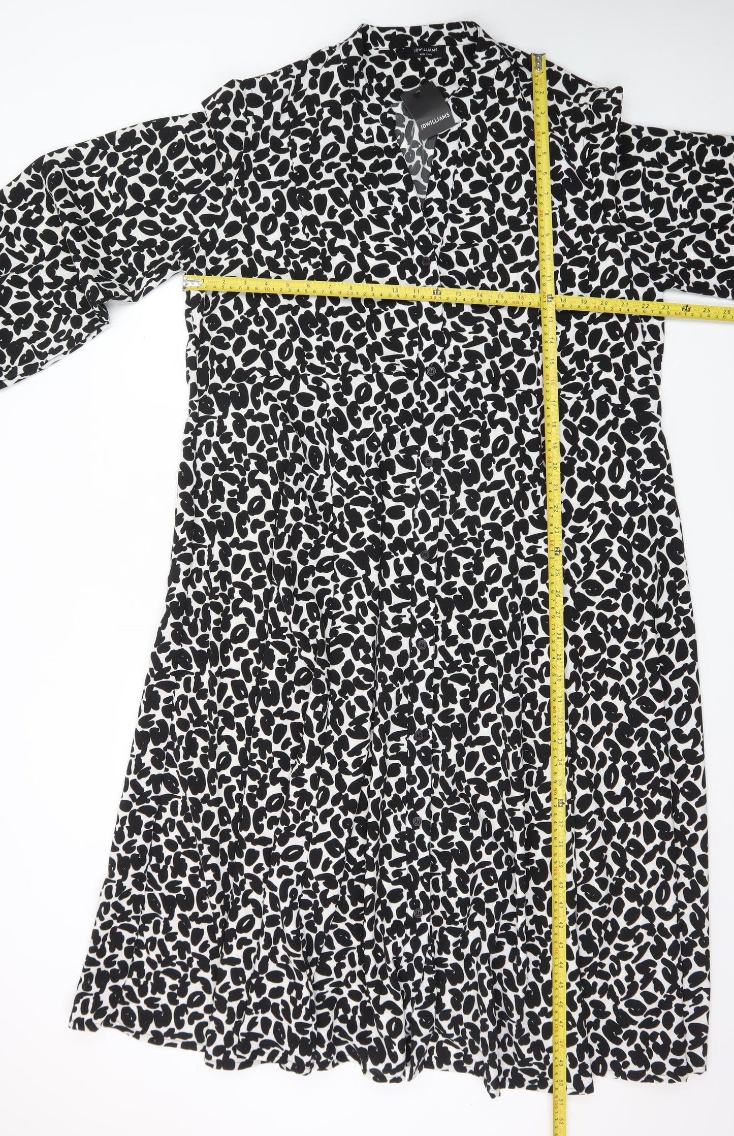 JD Williams Womens Black Animal Print Shirt Dress Size 18