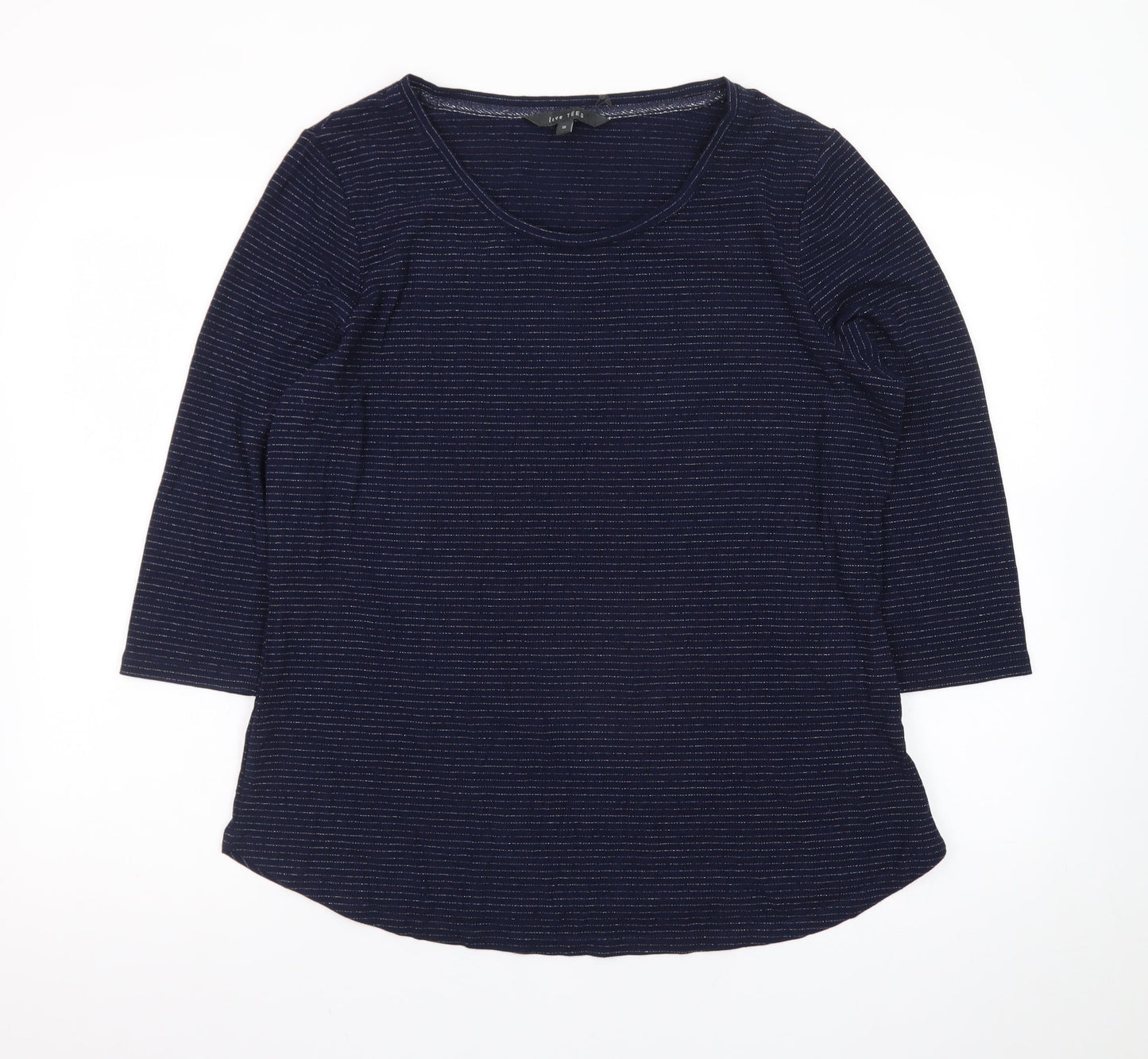 Love TEES Women’s Blue Striped 3/4 Sleeve Viscose T-Shirt Size 16
