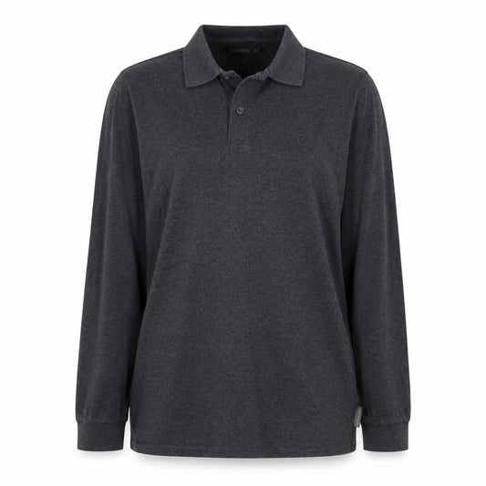 Front view of French Connection Women's Grey XL Long Sleeve Cotton Polo Shirt