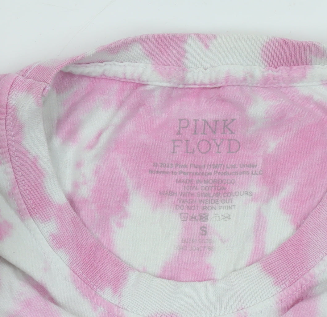 Pink Floyd Womens Pink Tie Dye Cotton T-Shirt Size S