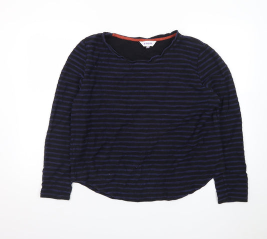 Brora Women's Blue Striped Long Sleeve Cotton Jersey Top Size 16