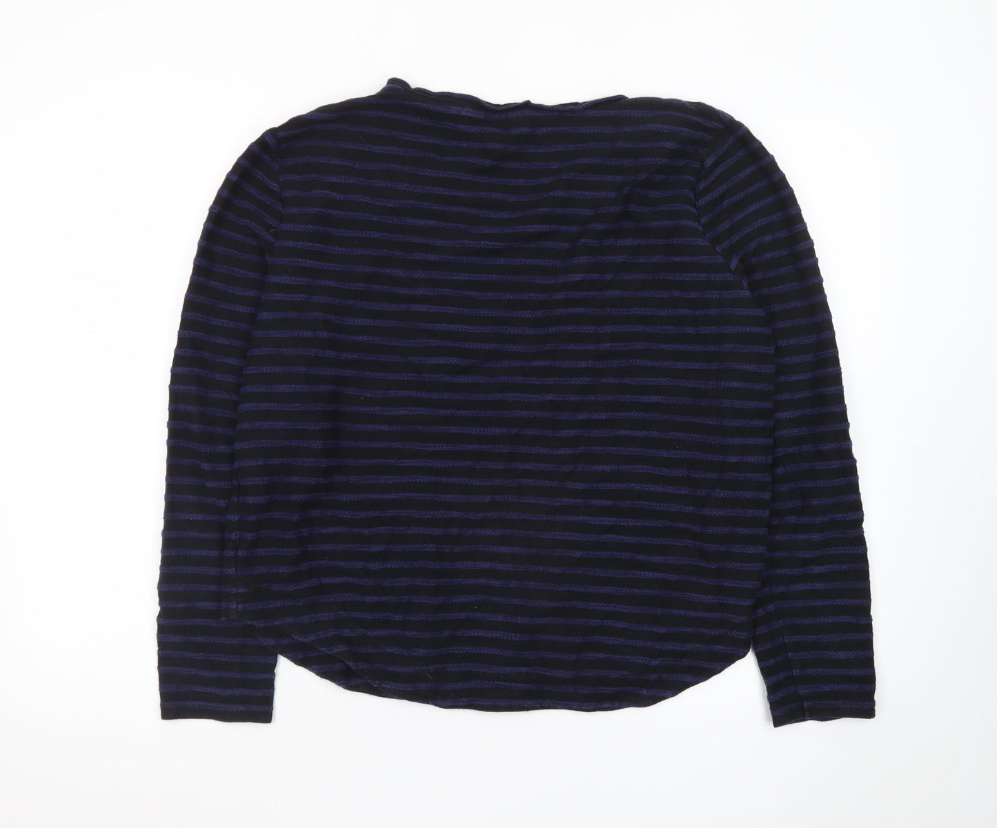 Brora Women's Blue Striped Long Sleeve Cotton Jersey Top Size 16