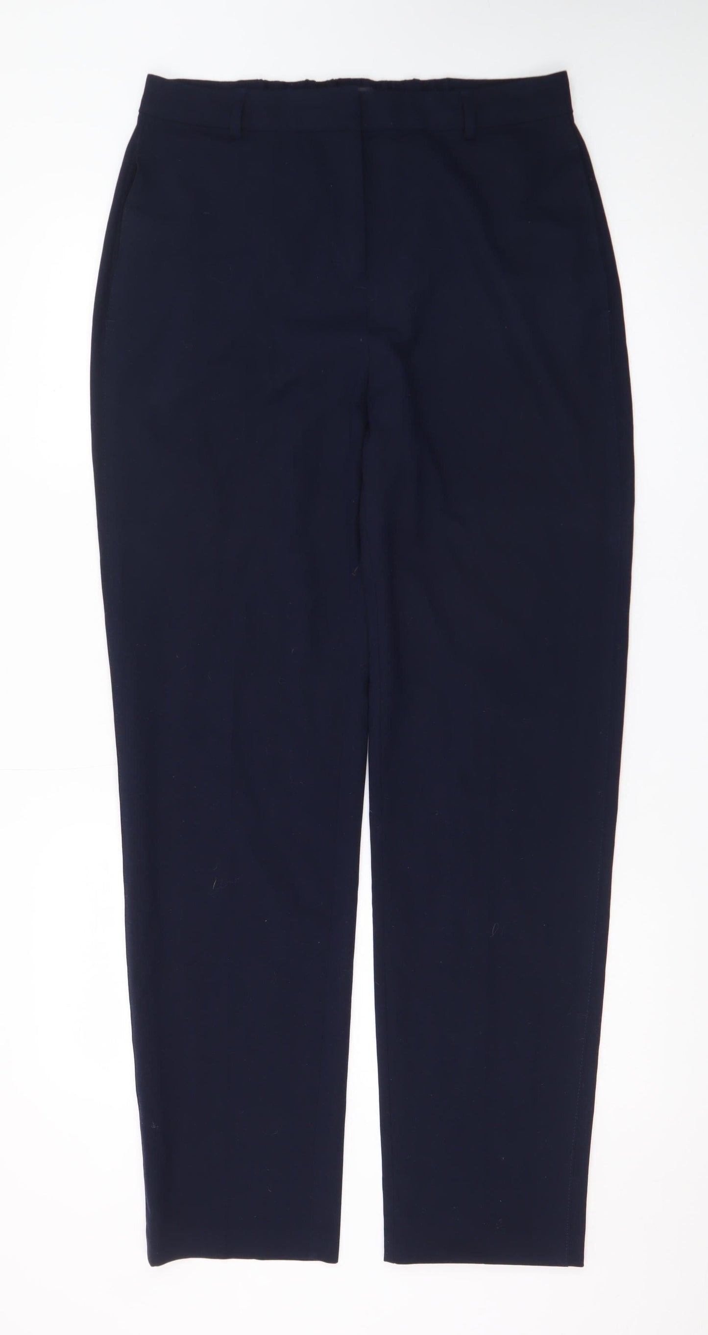 Marks and Spencer Women Dark Navy Trousers Size 12 Long Polyester Viscose Blend