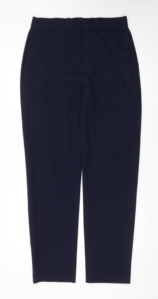 Marks and Spencer Women Dark Navy Trousers Size 12 Long Polyester Viscose Blend