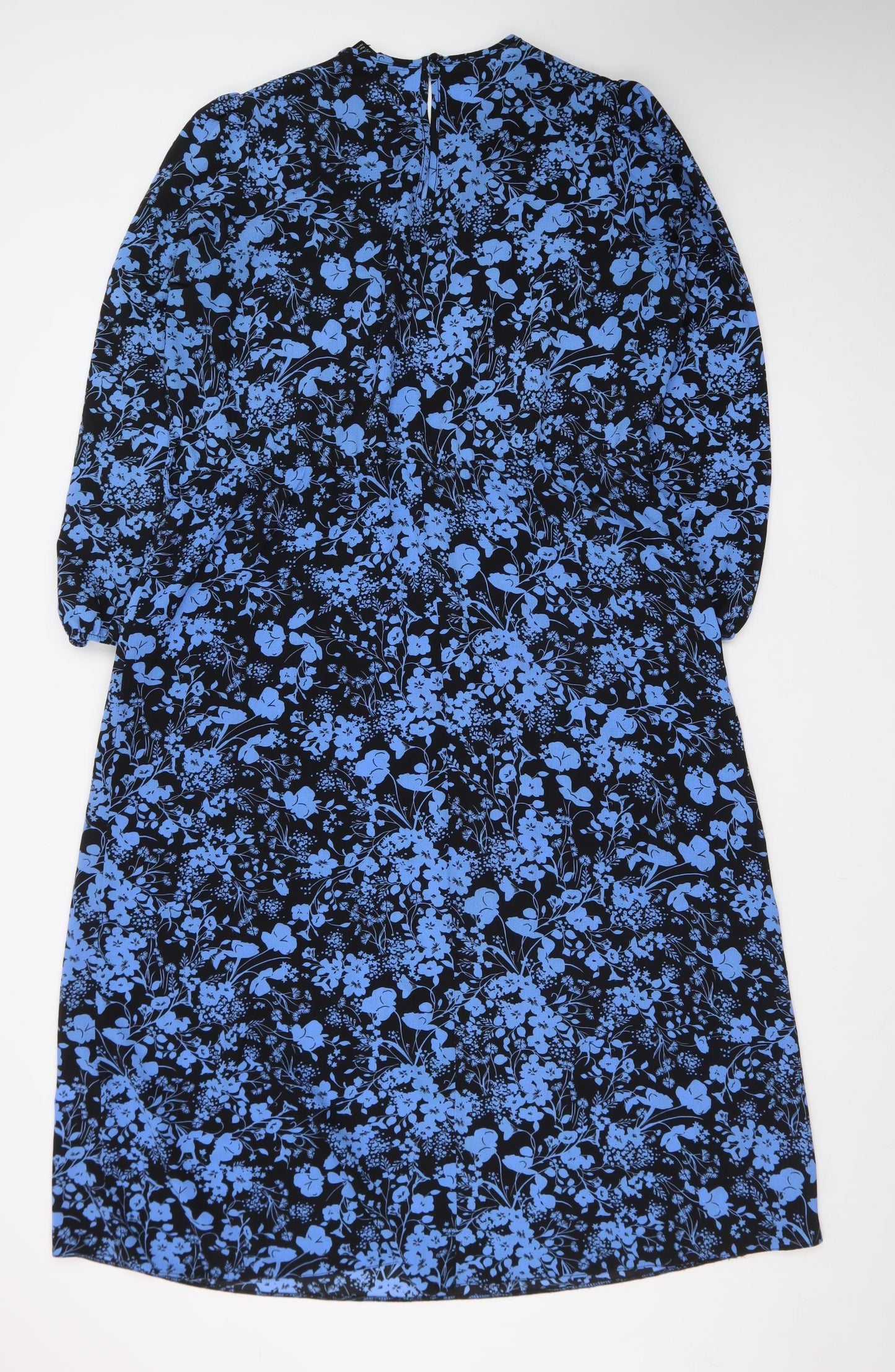 New Look Women’s Blue Floral Shift Dress Size 18 Long Sleeve