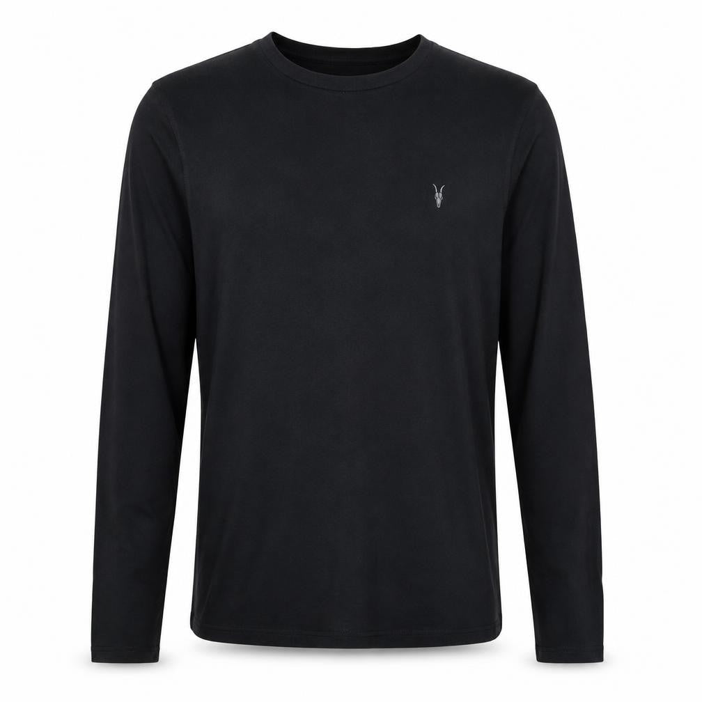 AllSaints Men's Black Long Sleeve Crew Neck Cotton T-Shirt Size S