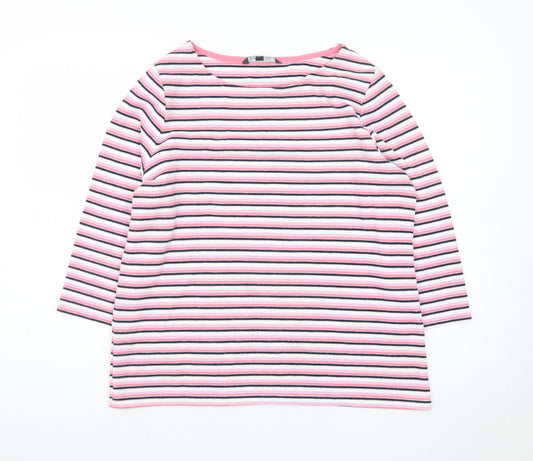 Bonmarché Women’s Pink Striped 3/4 Sleeve Jersey T-Shirt Size 16