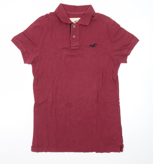 Hollister Men’s Red Slim Fit Cotton Polo Shirt Size M